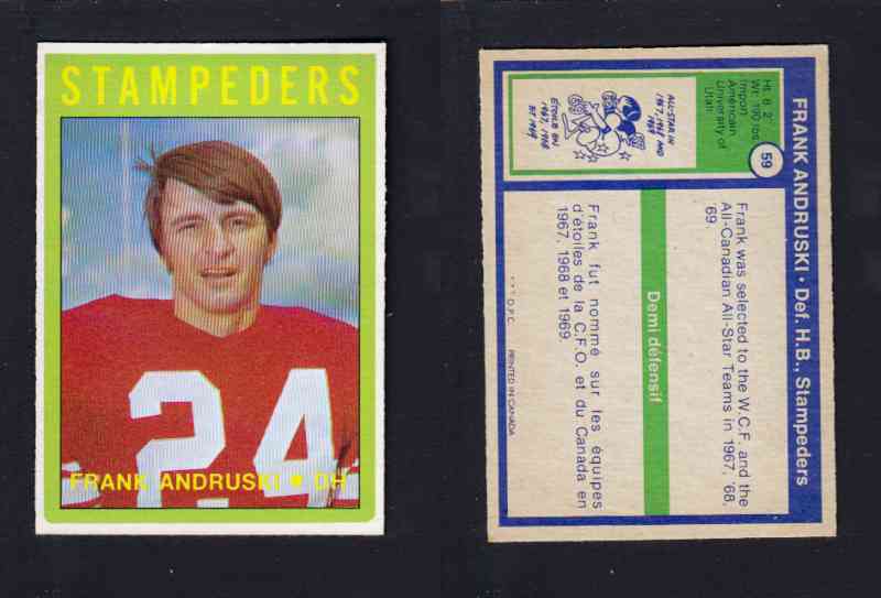 1972 CFL O-PEE-CHEE FOOTBALL CARD #59 F. ANDRUSKI photo