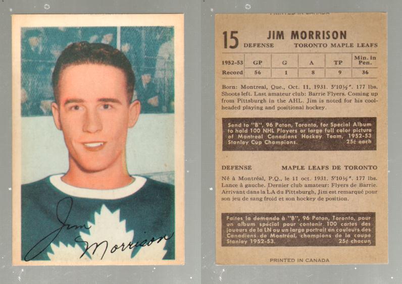 1953-54 PARKHURST HOCKEY CARD #15 J. MORRISON photo