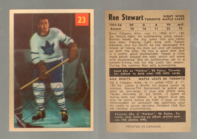 1954-55 PARKHURST HOCKEY CARD #23 R. STEWART photo