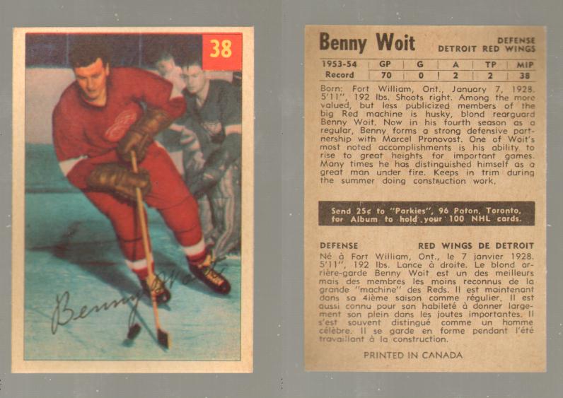 1954-55 PARKHURST HOCKEY CARD #38 B. WOIT photo