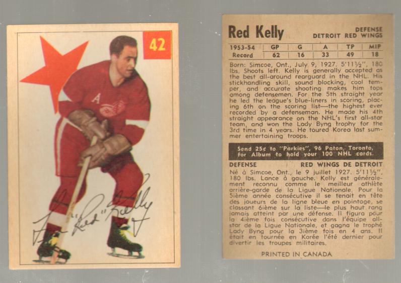 1954-55 PARKHURST HOCKEY CARD #42 R. KELLY photo