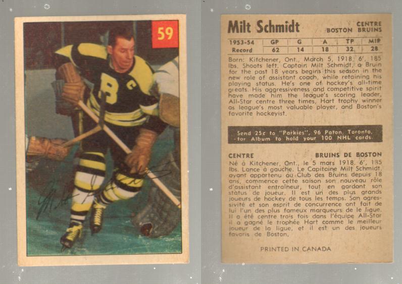 1954-55 PARKHURST HOCKEY CARD #59 M. SCHMIDT photo