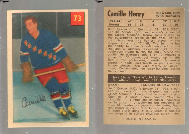 1954-55 PARKHURST HOCKEY CARD #73 C. HENRY photo