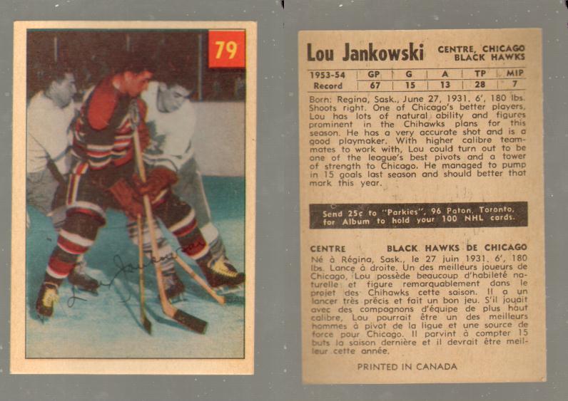 1954-55 PARKHURST HOCKEY CARD #79 L. JANKOWSKI photo