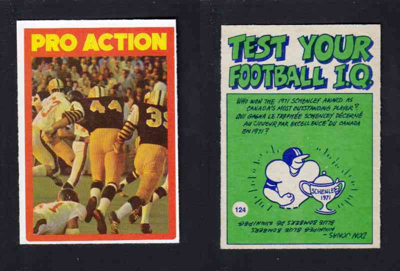 1972 CFL O-PEE-CHEE FOOTBALL CARD #124 PRO ACTION photo