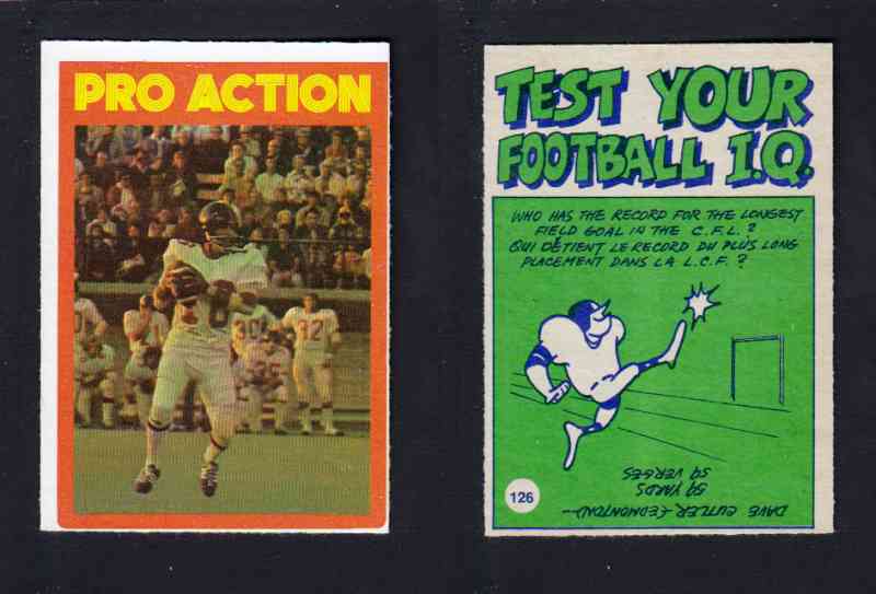 1972 CFL O-PEE-CHEE FOOTBALL CARD #126 PRO ACTION photo