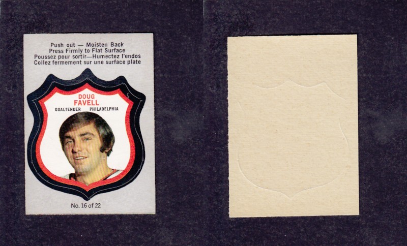 1972-73 O-P-C PLAYER CREST D. FAVELL #16 photo