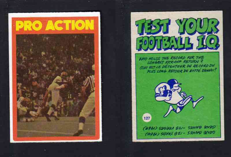 1972 CFL O-PEE-CHEE FOOTBALL CARD #127 PRO ACTION photo