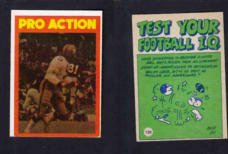 1972 CFL O-PEE-CHEE FOOTBALL CARD #129 PRO ACTION photo