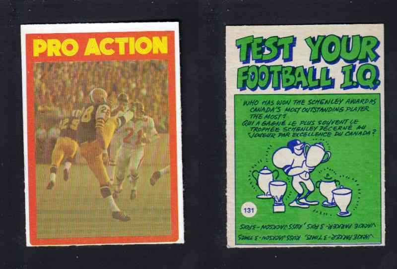 1972 CFL O-PEE-CHEE FOOTBALL CARD #131 PRO ACTION photo