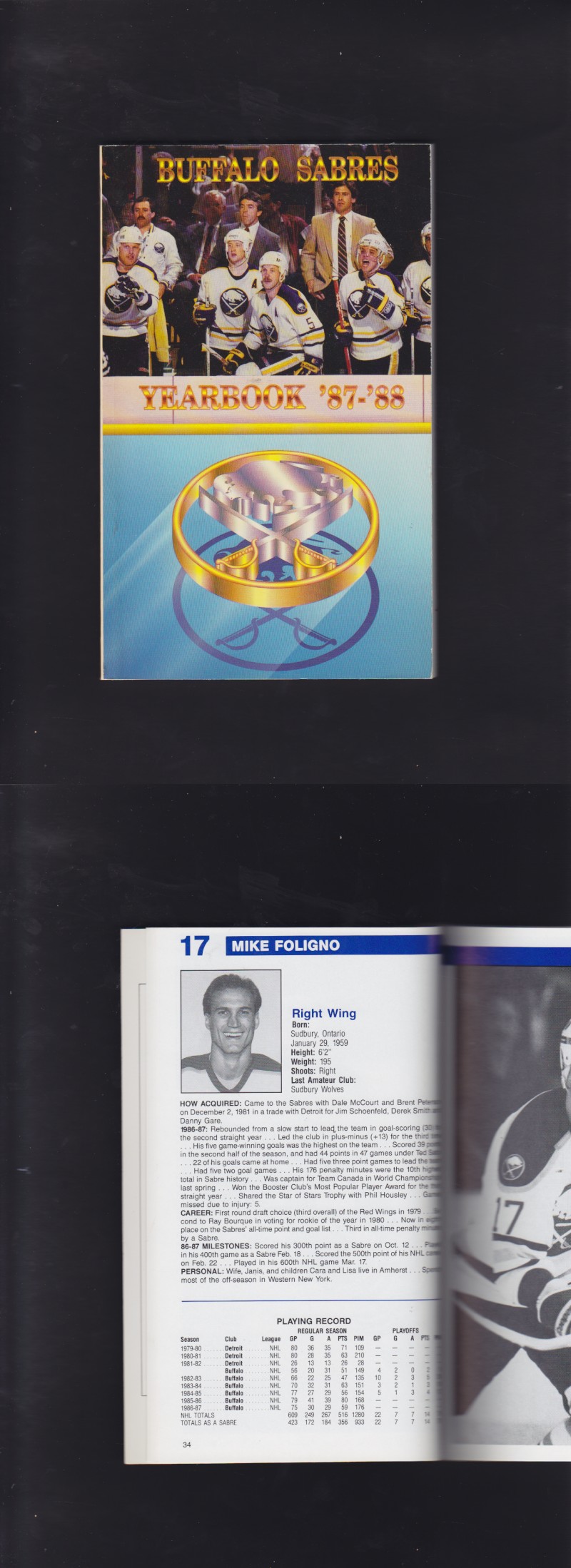 1987-88 BUFFALO SABRES YEARBOOK photo