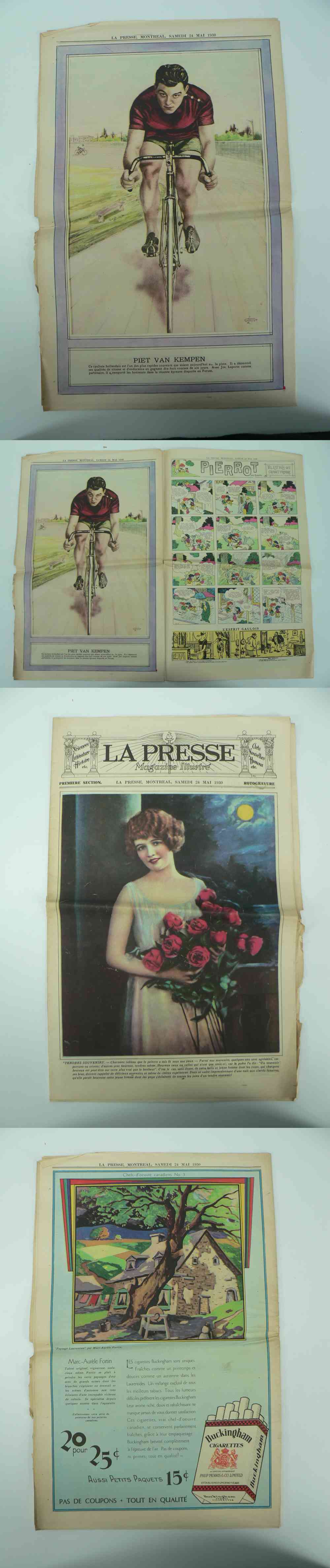 1930 LAPRESSE FULL NEWSPAPER INSIDE PHOTO PIET VAN KEMPEN photo