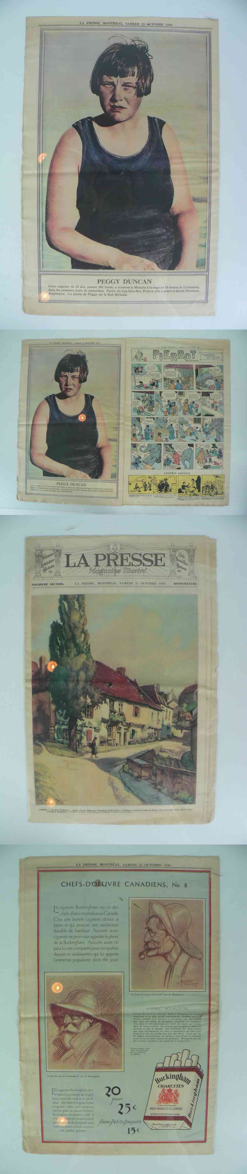 1930 LAPRESSE FULL NEWSPAPER INSIDE PHOTO P. DUNCAN photo