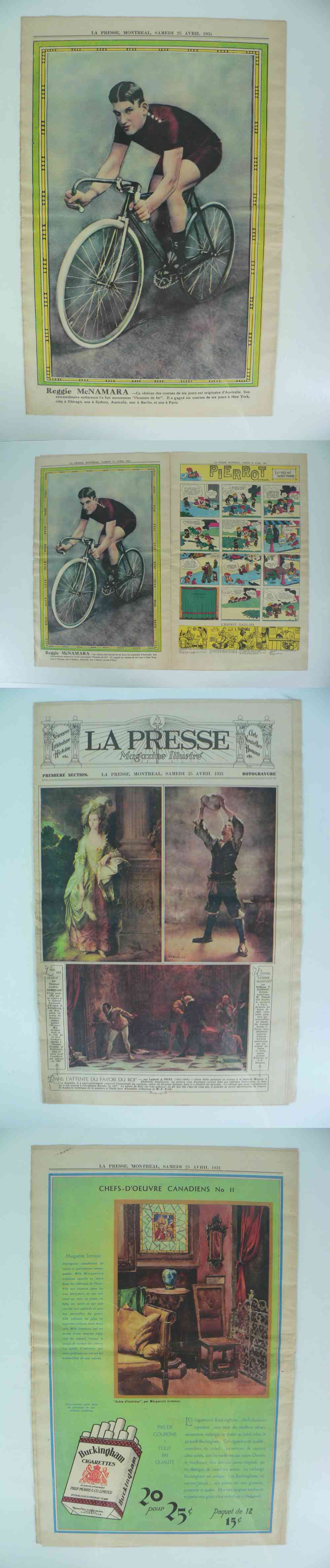 1931 LAPRESSE FULL NEWSPAPER INSIDE PHOTO R. MCNAMARA photo