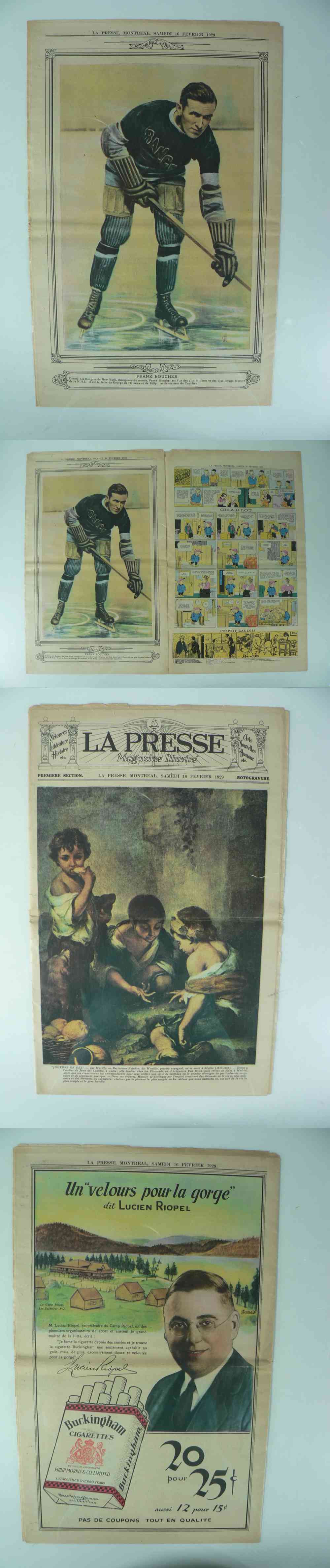 1929 LA PRESSE FULL NEWSPAPER INSIDE PHOTO F. BOUCHER photo