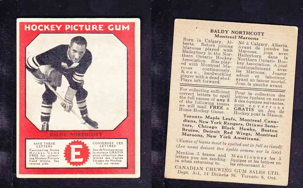 1933-34 CANADIAN CHEWING GUM HOCKEY CARD B. NORTHCOTT photo