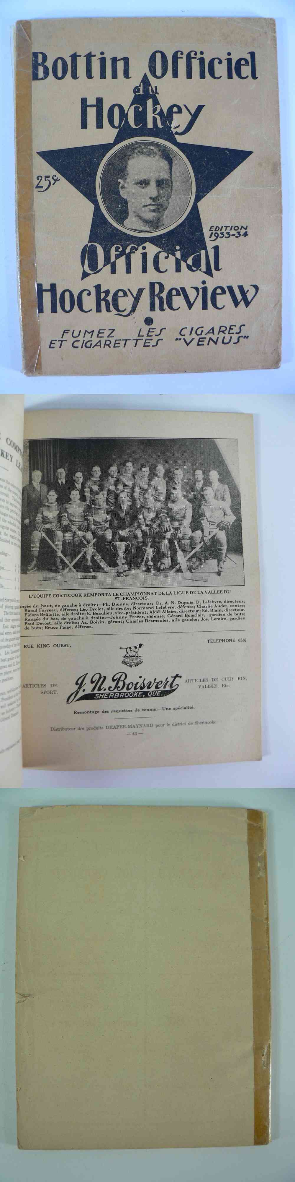1933-34 HOCKEY REVIEW A. JOLIAT ON COVER photo