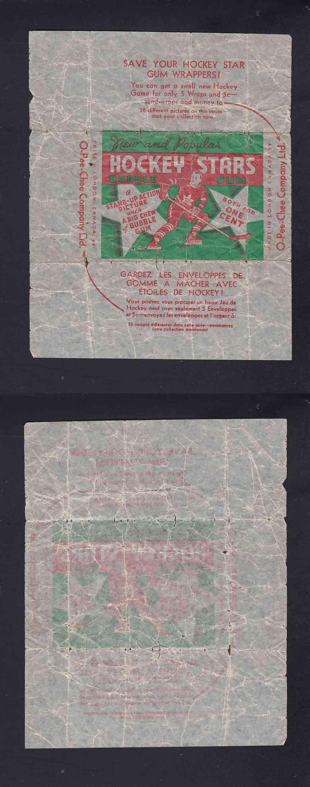 1936-37 O-PEE-CHEE HOCKEY CARD WRAPPER photo