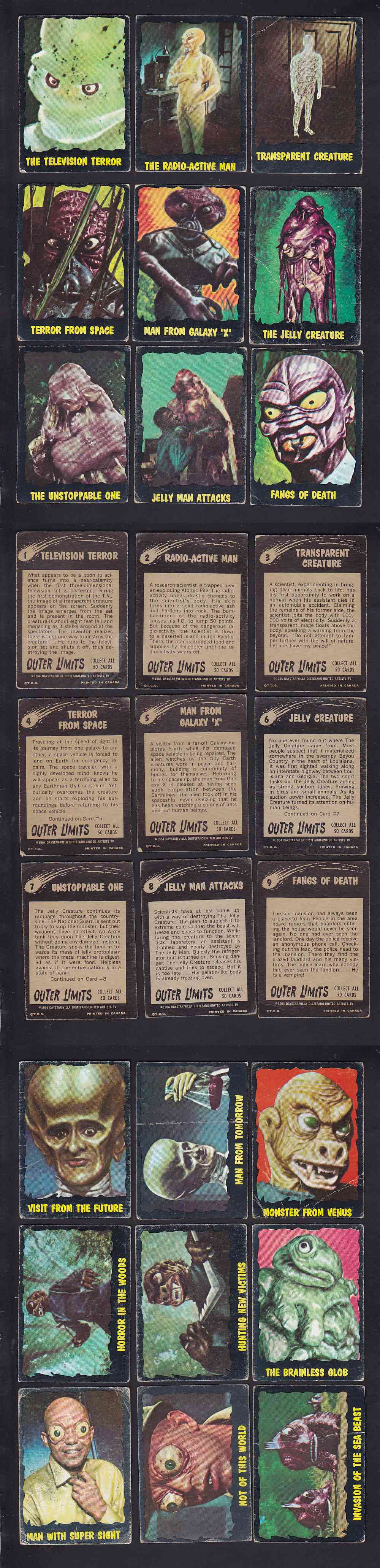 1964 TOPPS OUTER LIMITS CARD FULL SET 50/50 photo