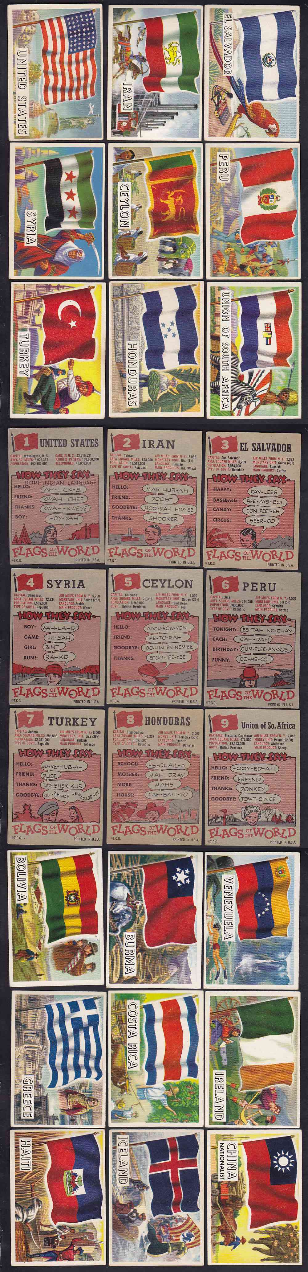 1956 TOPPS FLAGS OF THE WORLD CARD FULL SET 80/80 photo