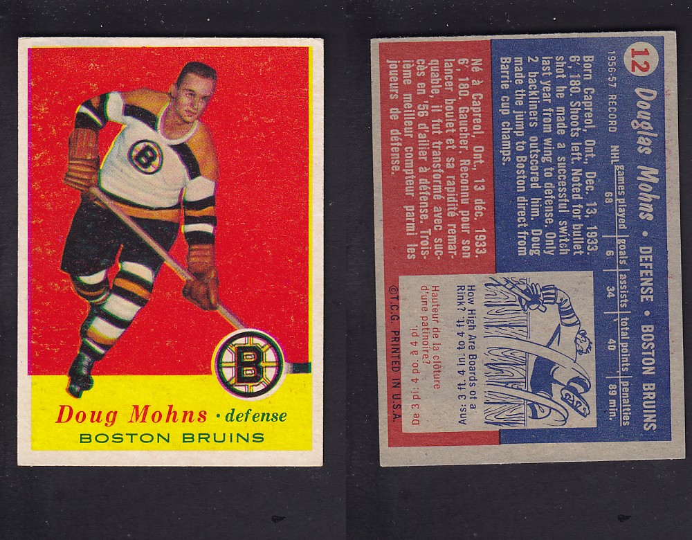 1957-58 TOPPS HOCKEY CARD #12 D. MOHNS photo