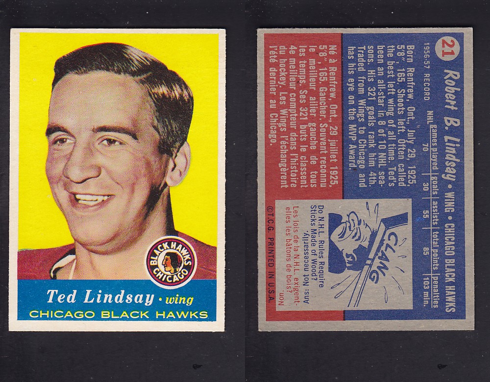 1957-58 TOPPS HOCKEY CARD #21 R. LINDSAY photo