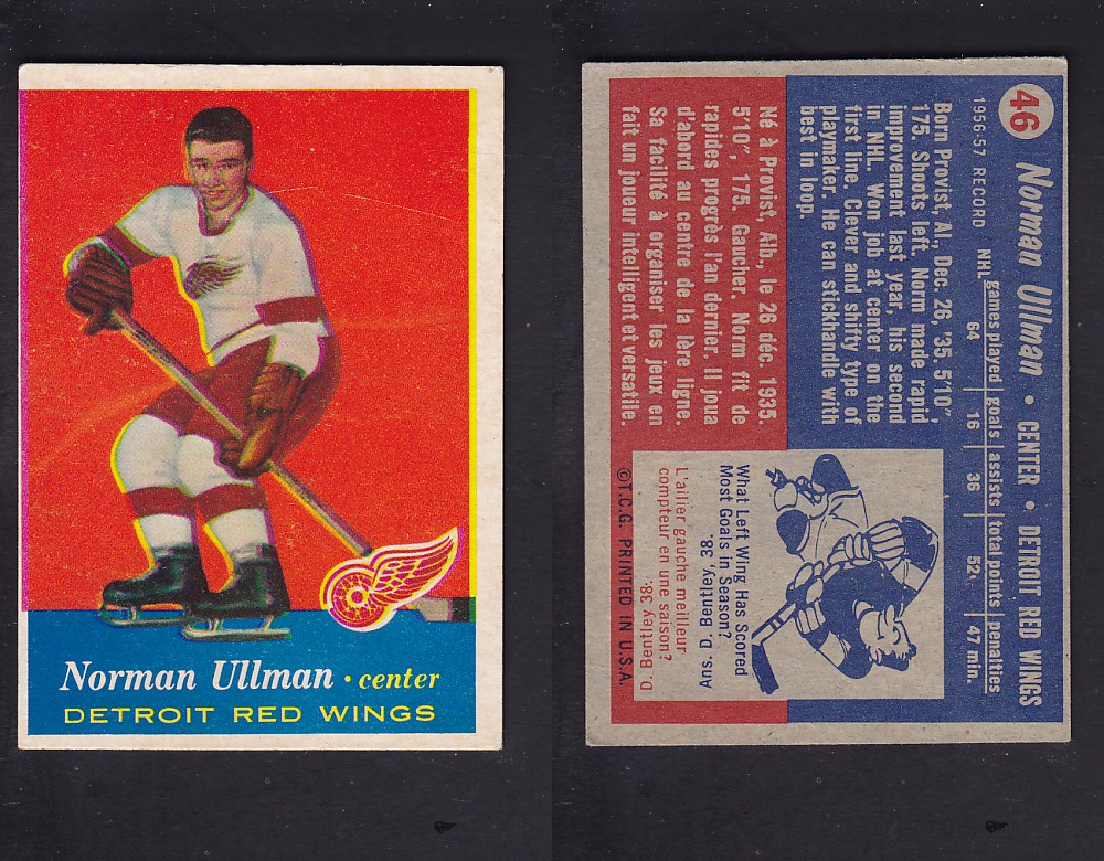 1957-58 TOPPS HOCKEY CARD #46 N. ULLMAN photo