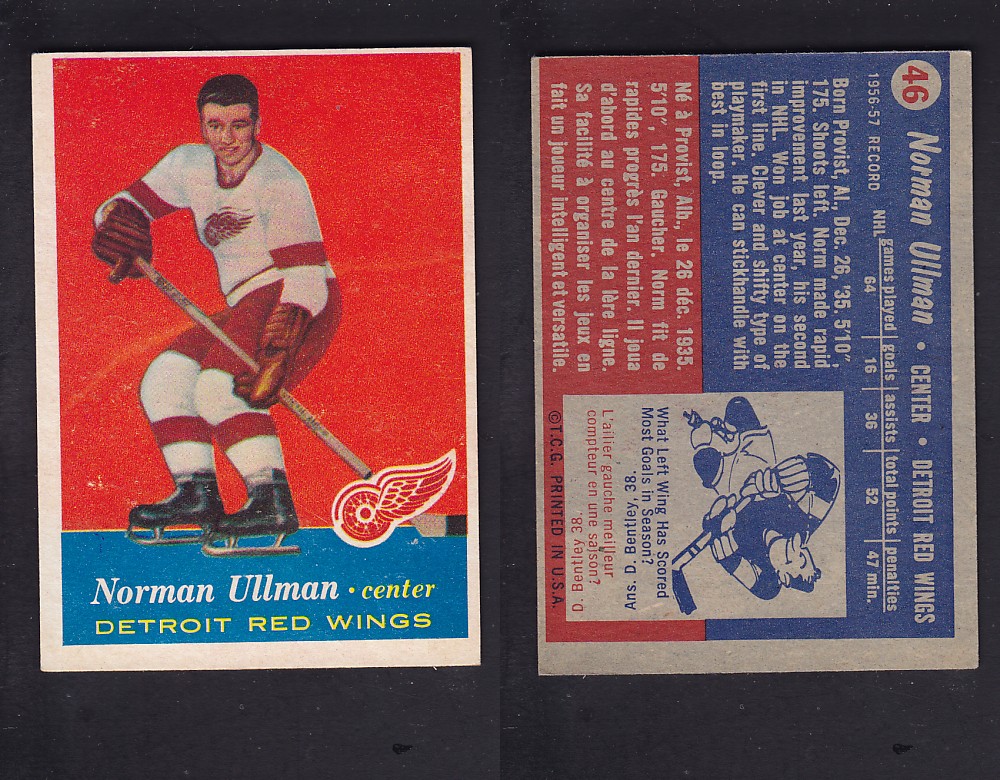 1957-58 TOPPS HOCKEY CARD #46 N. ULLMAN photo