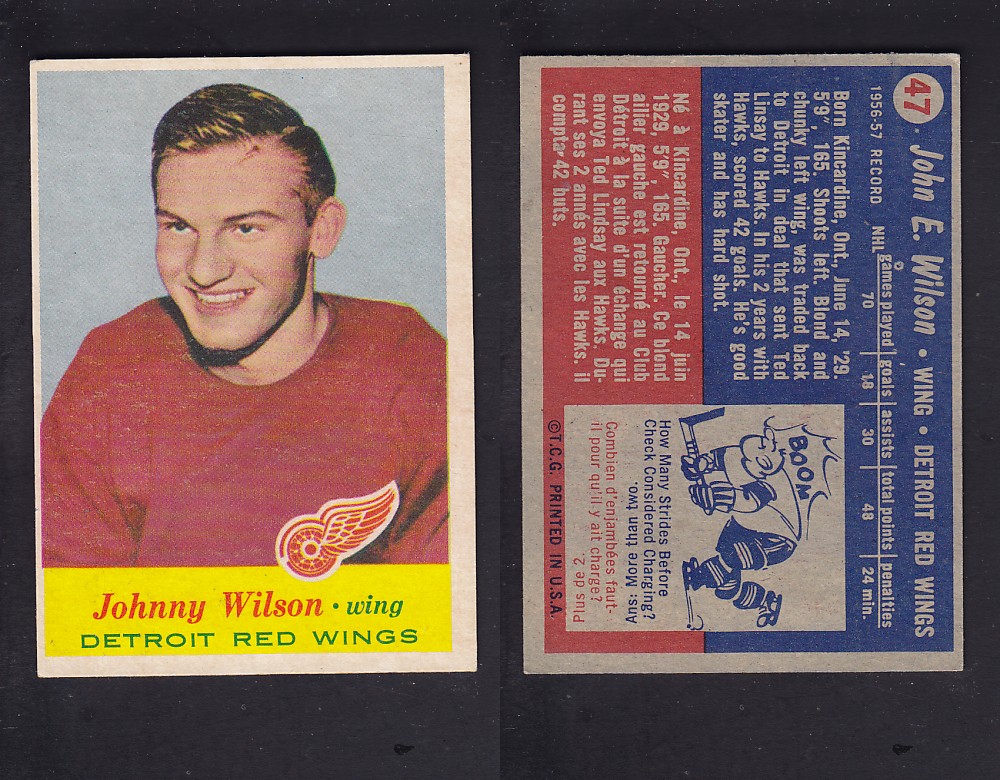 1957-58 TOPPS HOCKEY CARD #47 J. WILSON photo