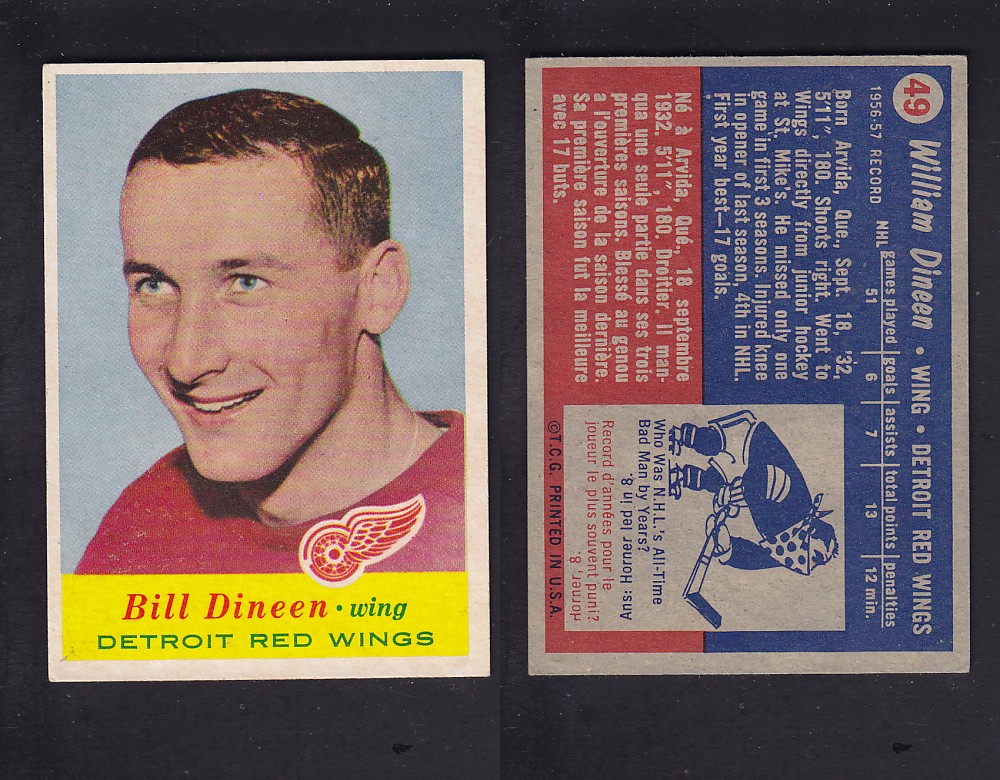 1957-58 TOPPS HOCKEY CARD #49 W. DINEEN photo