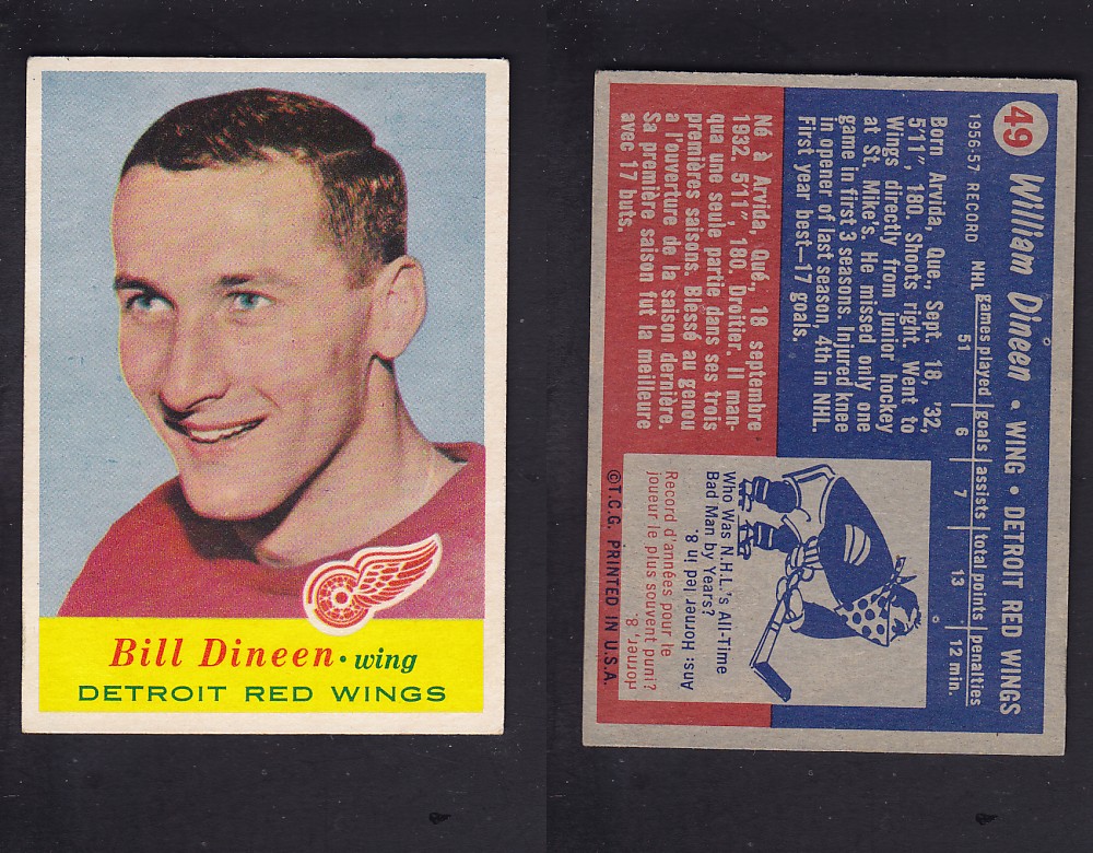 1957-58 TOPPS HOCKEY CARD #49 W. DINEEN photo