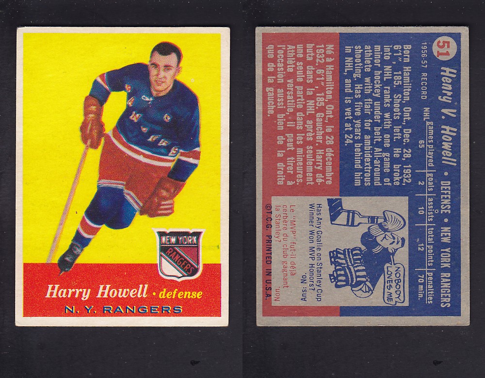 1957-58 TOPPS HOCKEY CARD #51 H. HOWELL photo