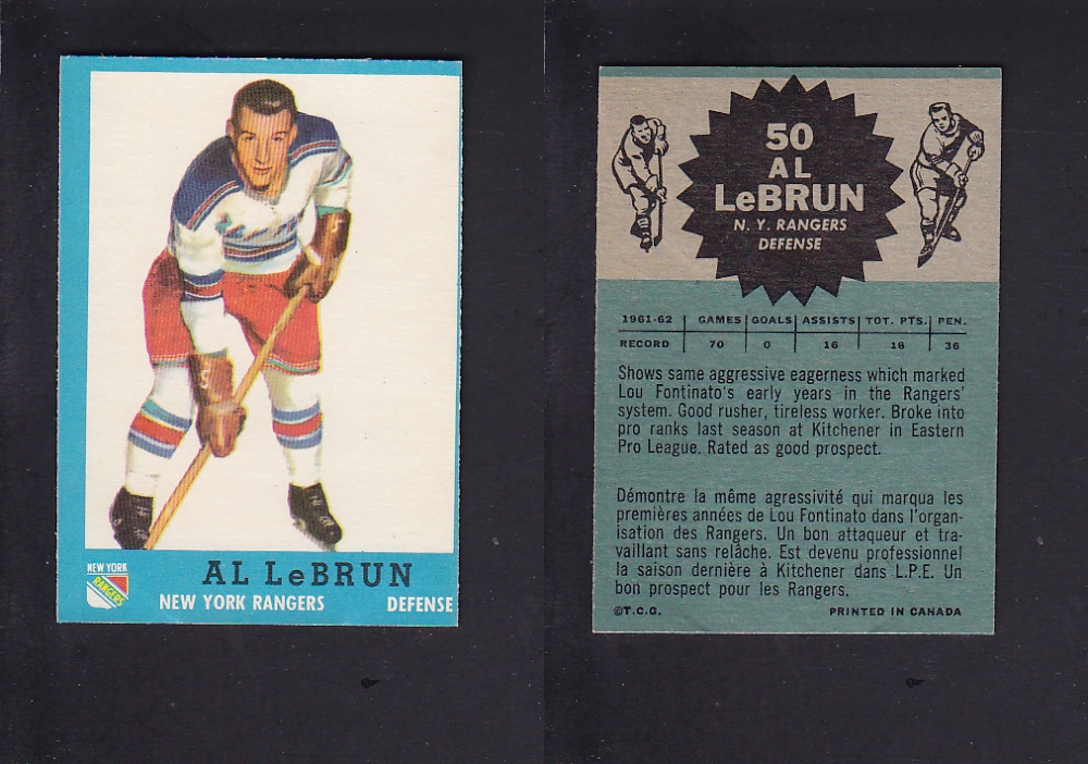 1962-63 TOPPS HOCKEY CARD #50 A. LEBRUN photo