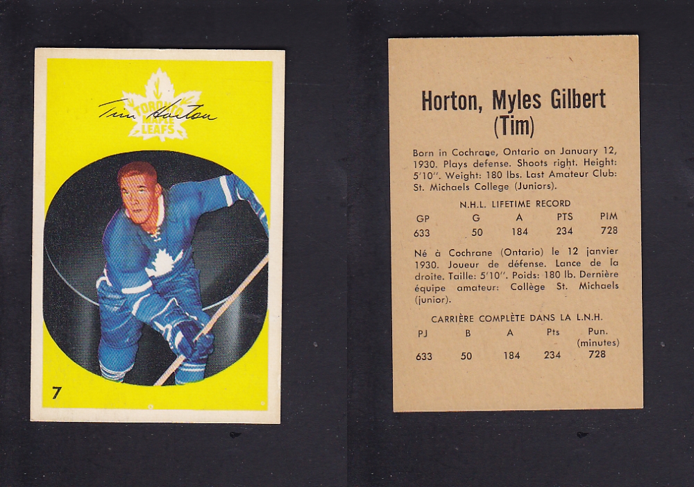 1962-63 PARKHURST HOCKEY CARD #7 T. HORTON photo