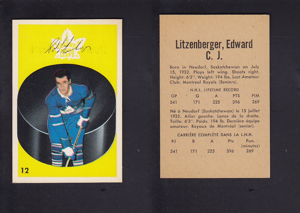 1962-63 PARKHURST HOCKEY CARD #12 E. LITZENBERGER photo