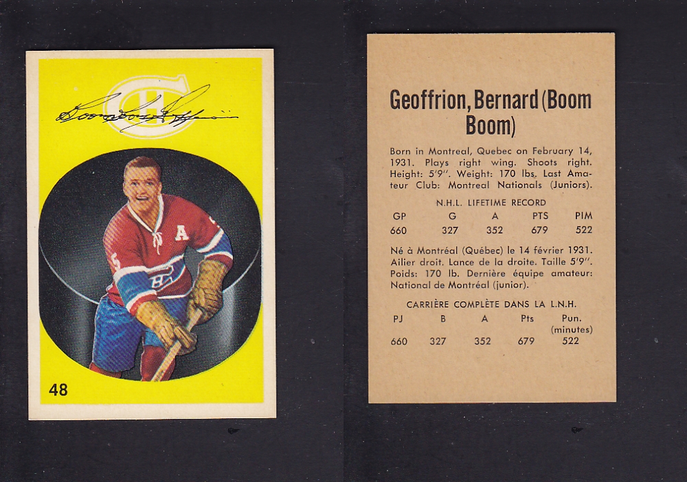 1962-63 PARKHURST HOCKEY CARD #48 B. GEOFFRION photo