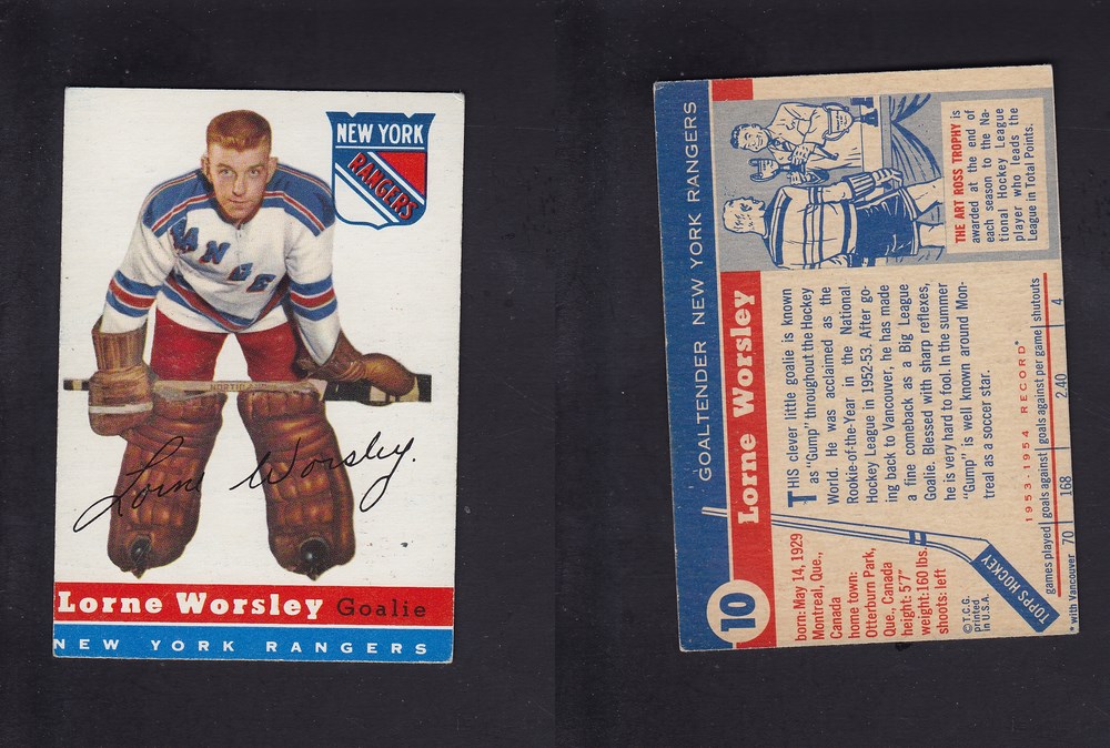 1954-55 TOPPS HOCKEY CARD #10 L. WORSLEY photo