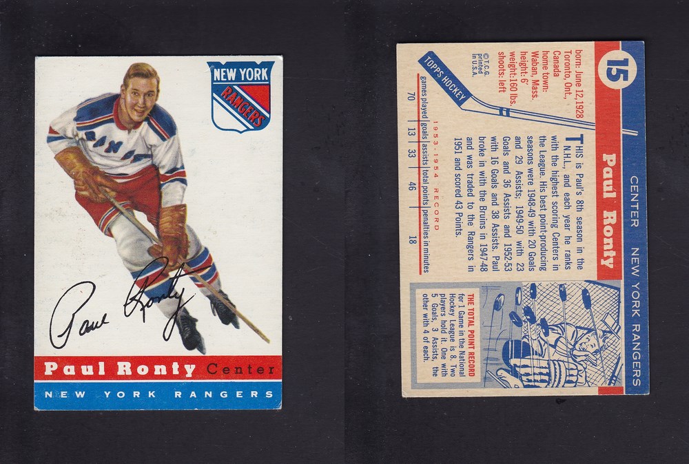 1954-55 TOPPS HOCKEY CARD #15 P. RONTY photo