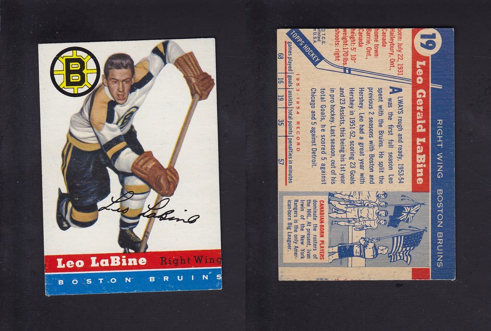 1954-55 TOPPS HOCKEY CARD #19 L. LABINE photo