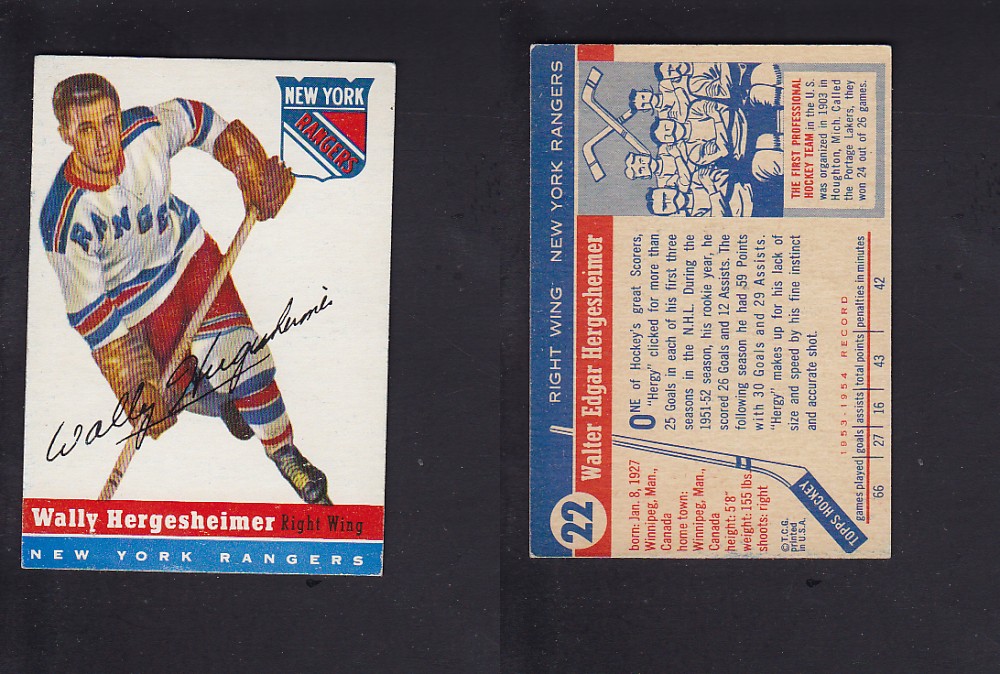 1954-55 TOPPS HOCKEY CARD #22 W. HERGESHEIMER photo