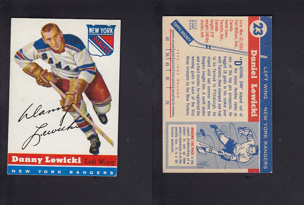 1954-55 TOPPS HOCKEY CARD #23 D. LEWICKI photo