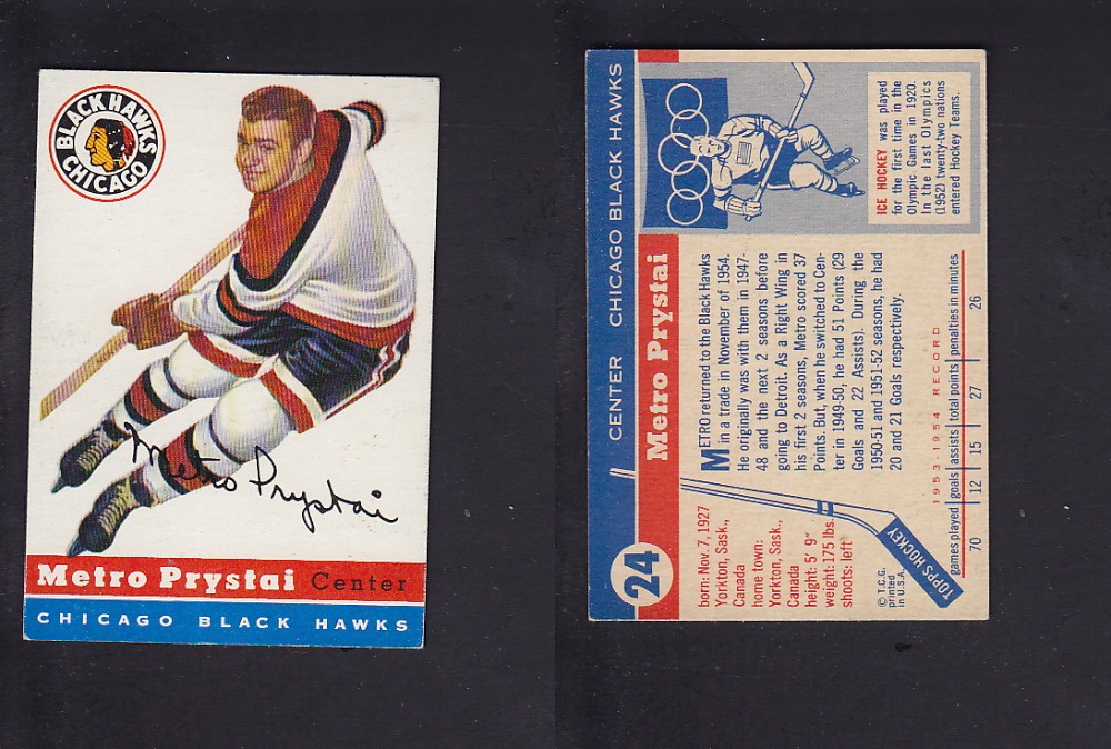 1954-55 TOPPS HOCKEY CARD #24 M. PRYSTAI photo