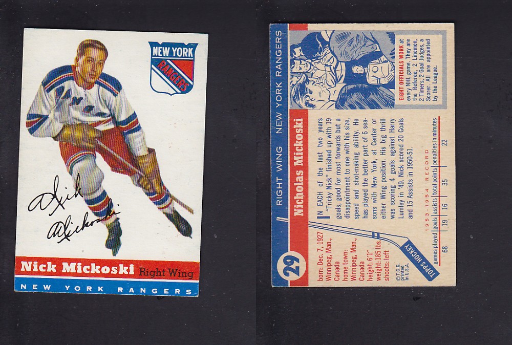 1954-55 TOPPS HOCKEY CARD #29 N. MICKOSKI photo