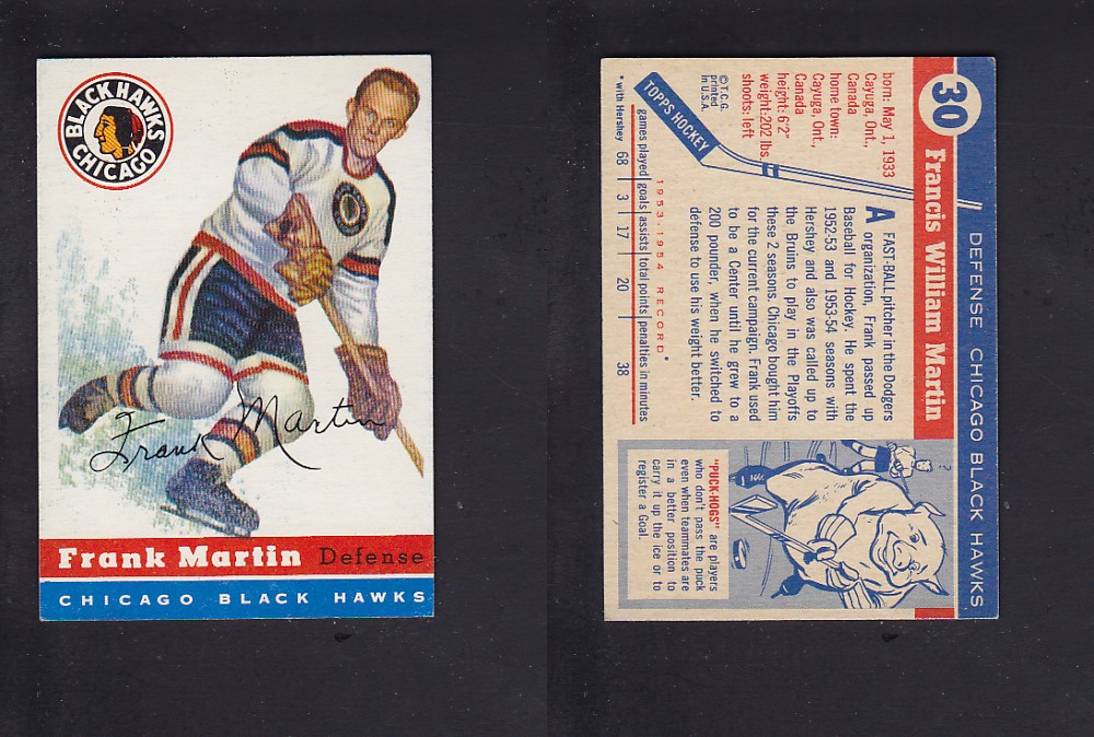 1954-55 TOPPS HOCKEY CARD #30 F. MARTIN photo