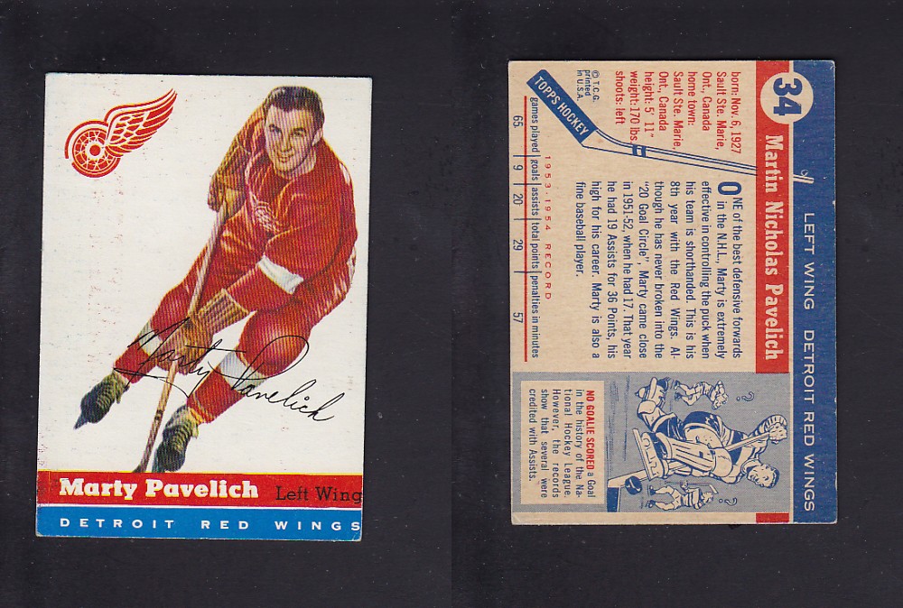 1954-55 TOPPS HOCKEY CARD #34 M. PAVELICH photo