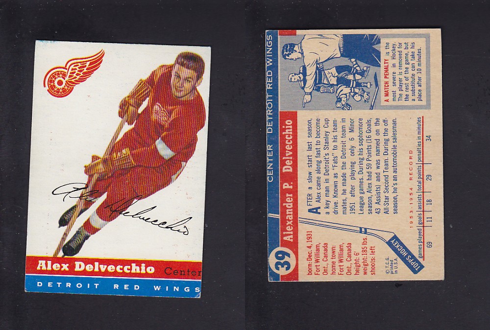 1954-55 TOPPS HOCKEY CARD #39 A. DELVECCHIO photo