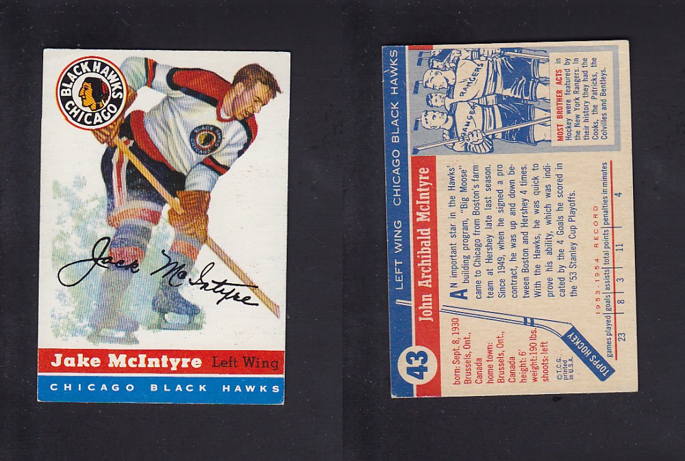 1954-55 TOPPS HOCKEY CARD #43 J. MCINTYRE photo