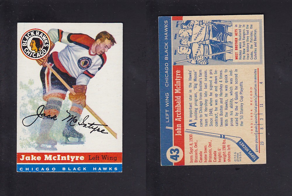 1954-55 TOPPS HOCKEY CARD #43 J. MCINTYRE photo