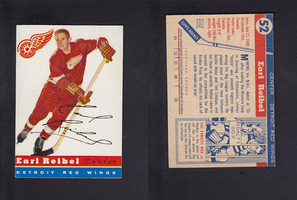 1954-55 TOPPS HOCKEY CARD #52 E. REIBEL photo