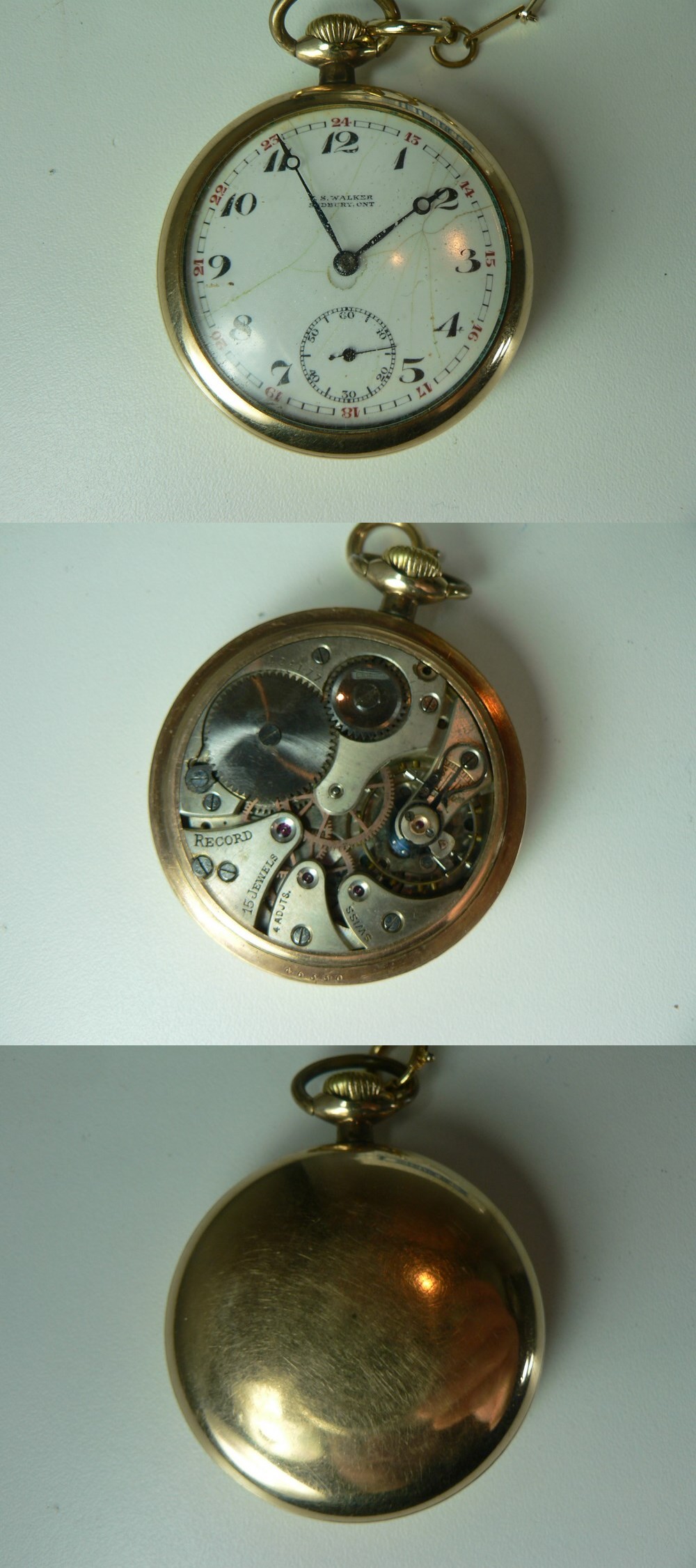 VINTAGE 50 MM 15 JEWELS SWISS GOLD PLATED POCKET WATCH photo